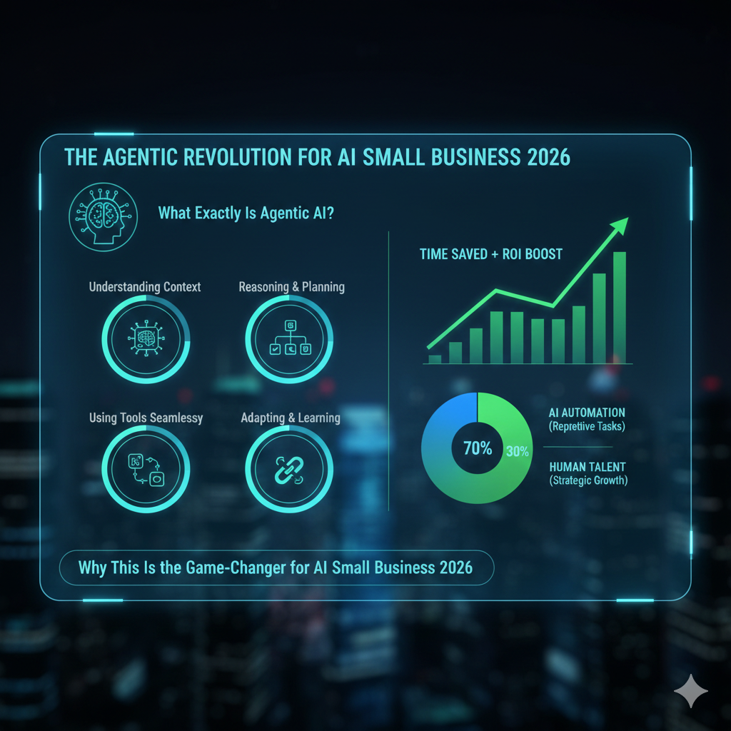 AI small business 2026 automation ROI showing time and cost savings